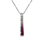 18KWG Ruby2=0.18, Pink Sapphire5=0.27cts Diamond Necklace w/Cert
