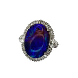 PT900 Black Opal=12.22cts, Diamond=1.06cts Ring w/Cert
