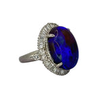 PT900 Black Opal=12.22cts, Diamond=1.06cts Ring w/Cert