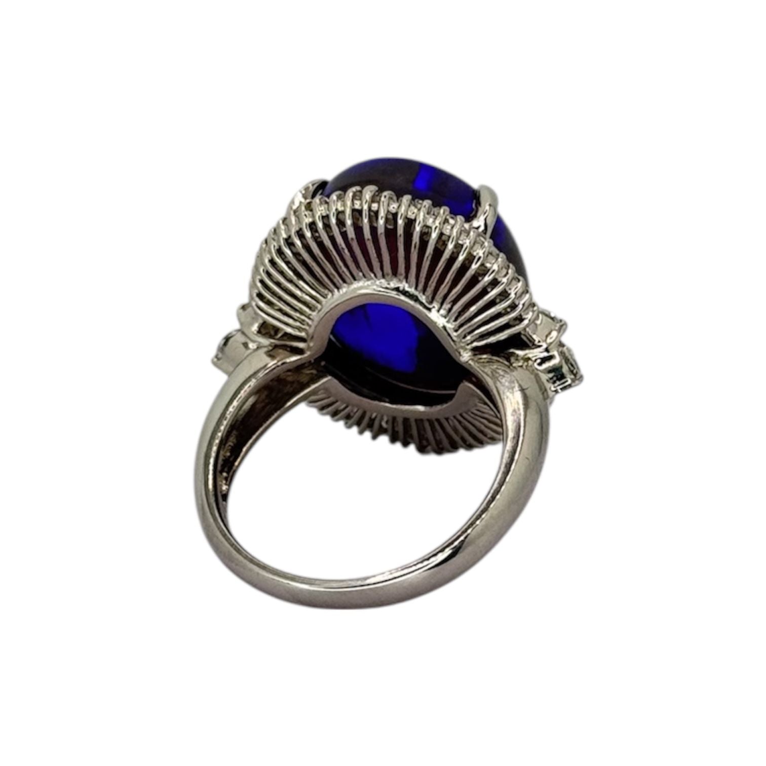 PT900 Black Opal=12.22cts, Diamond=1.06cts Ring w/Cert