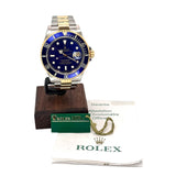 Rolex 16613 Submariner 18K Half Gold Watch w/Cert , 40mm