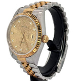 Rolex 16233 Datejust 18k Half Gold Diamond Index with Computer dial Watch, 36mm