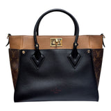 Louis Vuitton On My Side MM Black Calf Leather & Monogram Canvas Handbag M53823