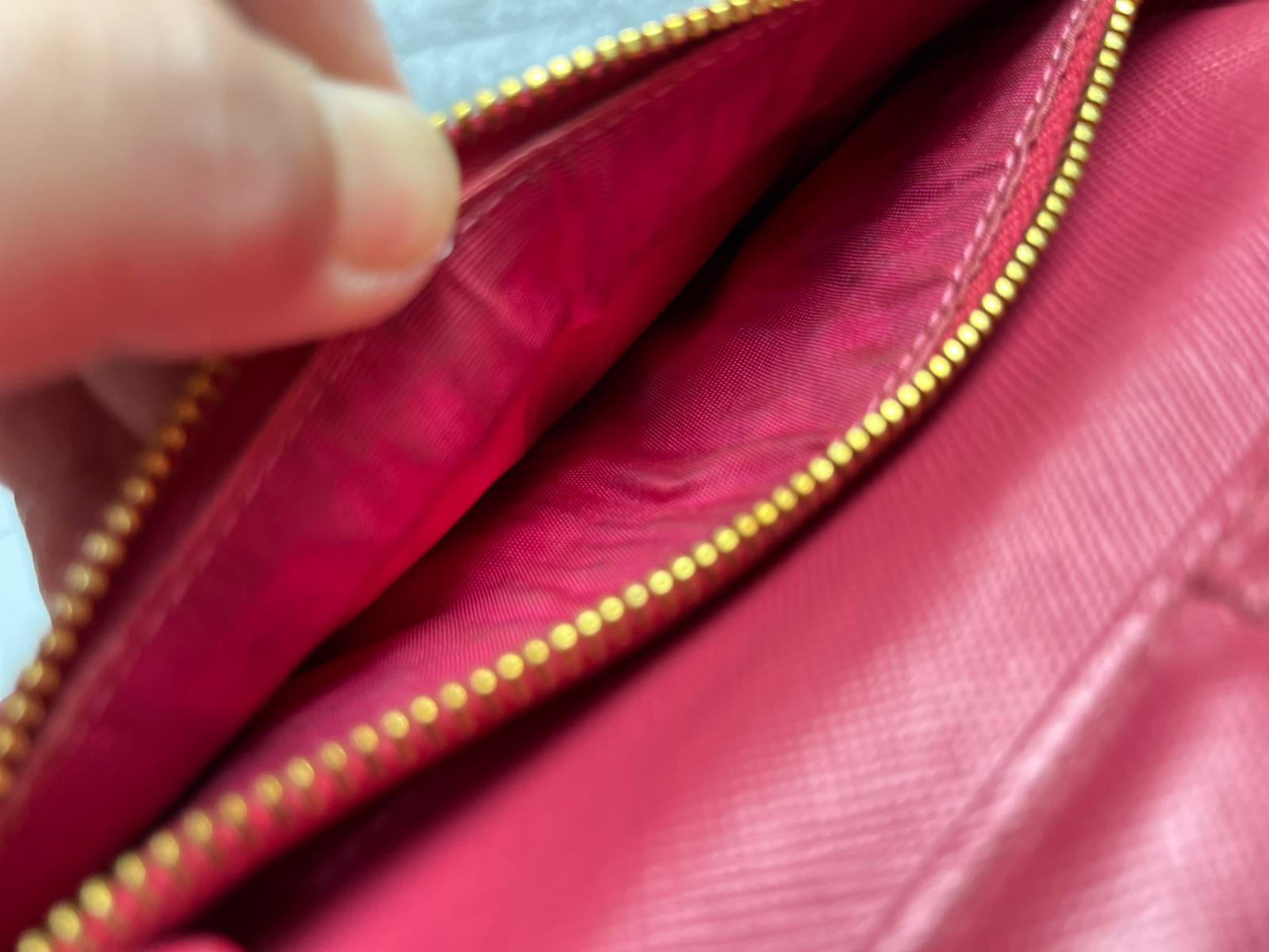 Prada Check Saffiano Leather Wallet Pink