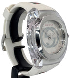 Gucci YA137102A Sync XXL White Dial Rubber Strap Men's Watch, 46mm
