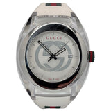 Gucci YA137102A Sync XXL White Dial Rubber Strap Men's Watch, 46mm