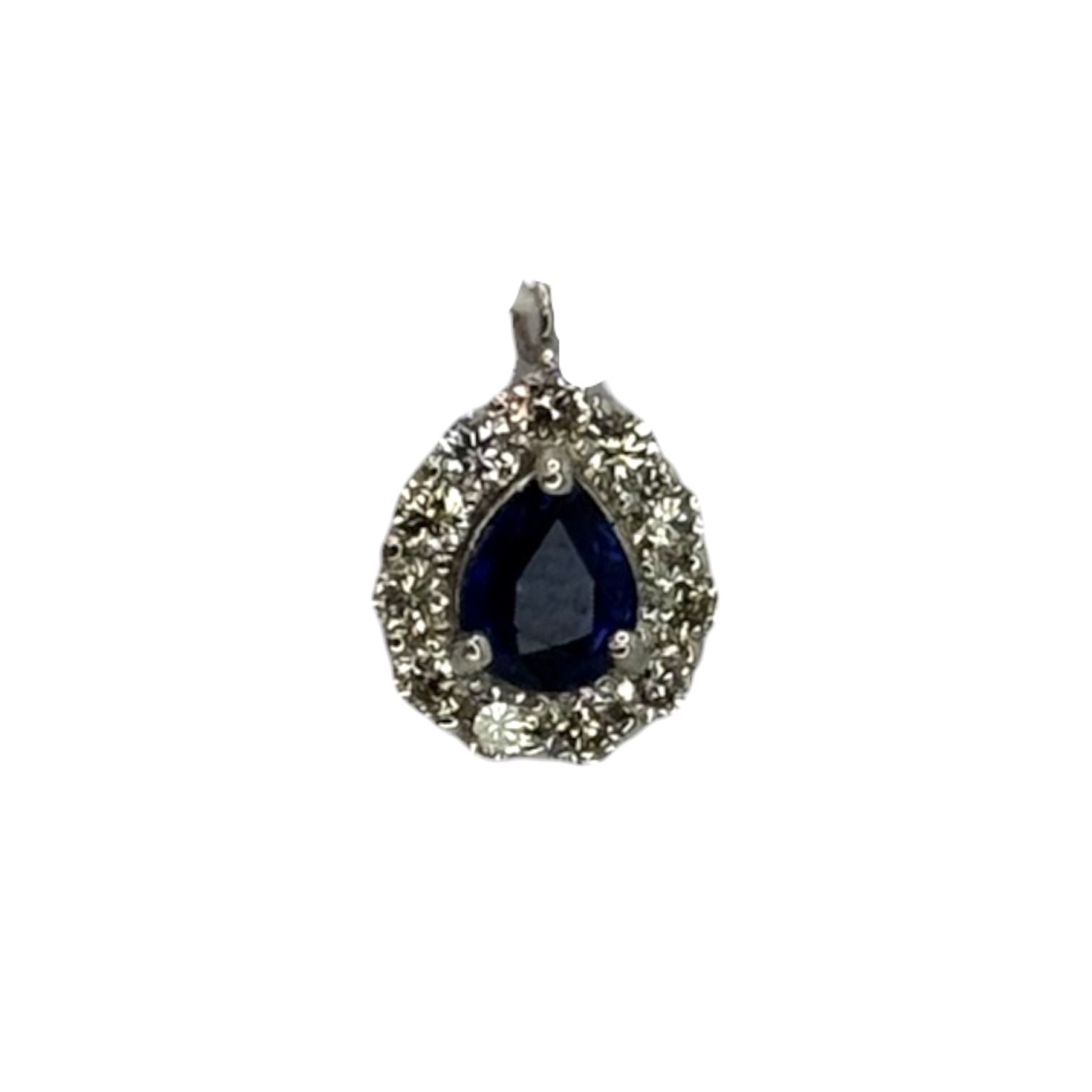 PT900 Blue Sapphire=0.42Cts, Diamond 0.24Cts Pendant w/Cert