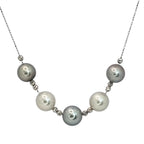 18KWG White and Black South Sea Pearl=8-9mm Necklace w/Jap Cert, 45cm