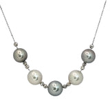 18KWG White and Black South Sea Pearl=8-9mm Necklace w/Jap Cert, 45cm