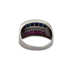 PT900 Ruby6=0.71cts, Blue Sappire6=0.73cts and Diamond8=0.19cts Ring w/Cert