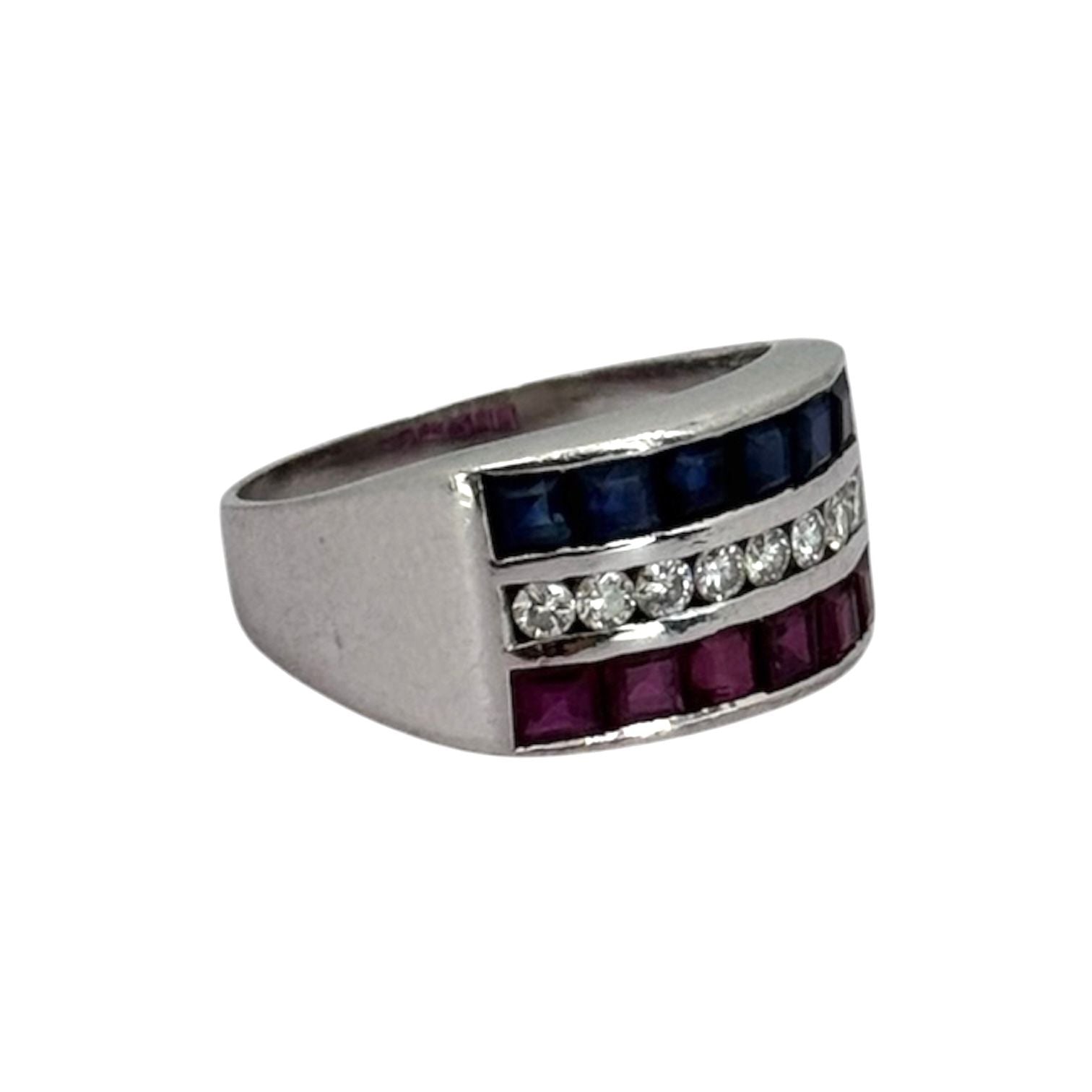 PT900 Ruby6=0.71cts, Blue Sappire6=0.73cts and Diamond8=0.19cts Ring w/Cert Secondary image