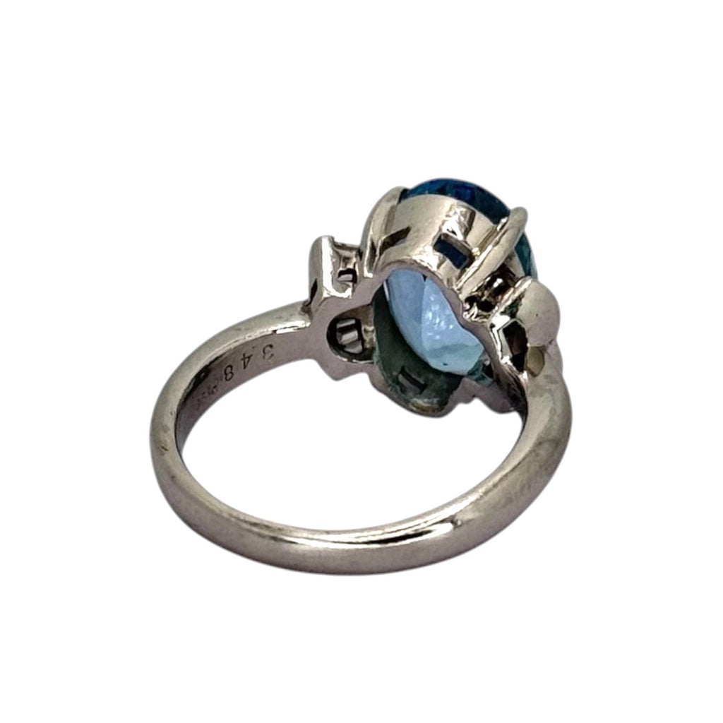 PT900 Aquamarine=3.48cts ,Diamond=0.2cts Ring w/Cert