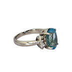 PT900 Aquamarine=3.48cts ,Diamond=0.2cts Ring w/Cert