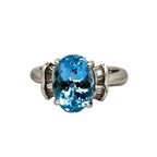 PT900 Aquamarine=3.48cts ,Diamond=0.2cts Ring w/Cert