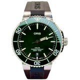 Oris 01.733.7766 Aquis Date Ceramic Green Bezel And Dial Automatic Watch , Full Set, 41mm