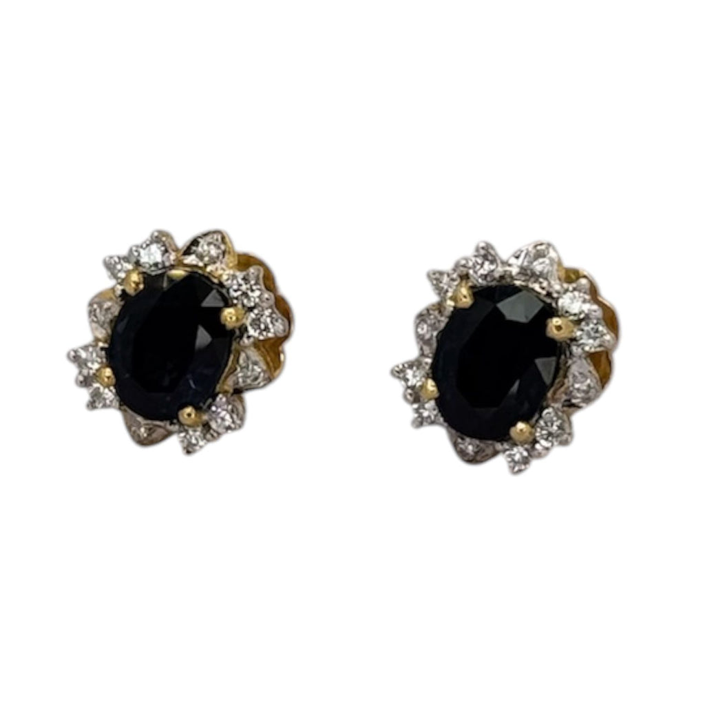 750YG Blue sapphire Diamond Earring