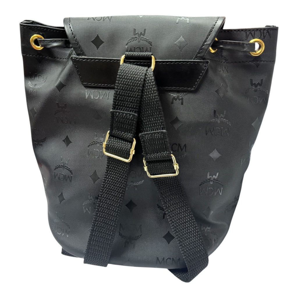 MCM Black Visetos Coated Canvas Backpack