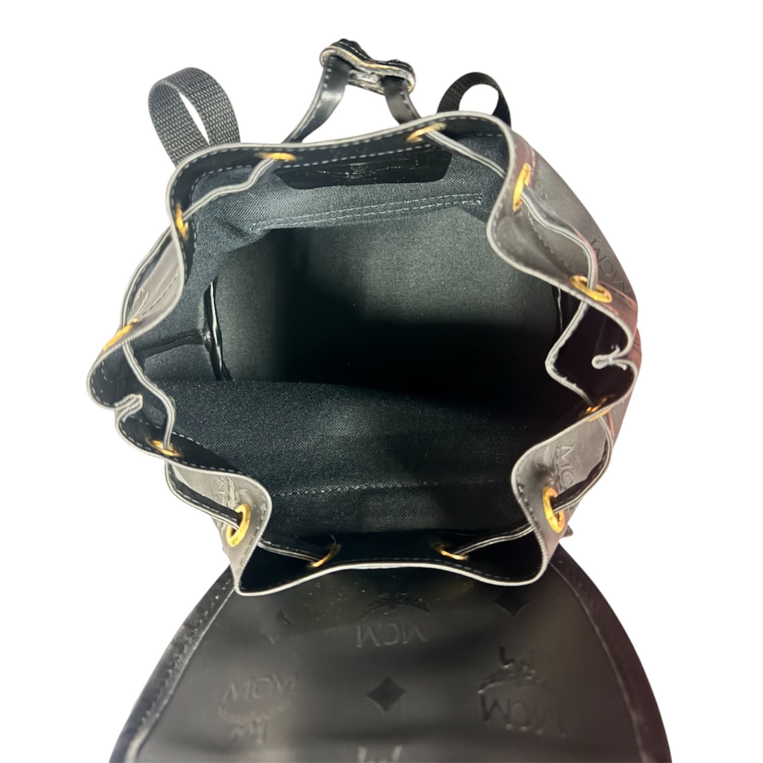 MCM Black Visetos Coated Canvas Backpack
