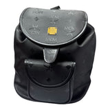 MCM Black Visetos Coated Canvas Backpack