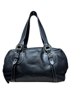 Furla Tote Bag Black Leather Twin Handle