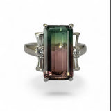 Natural Bi-Color Tourmaline Lady's Ring Pt900
