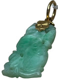 Hand Carved Jade Pendant In Yellow Gold Bail