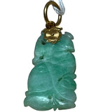 Hand Carved Jade Pendant In Yellow Gold Bail