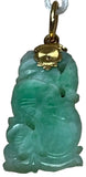 Hand Carved Jade Pendant In Yellow Gold Bail