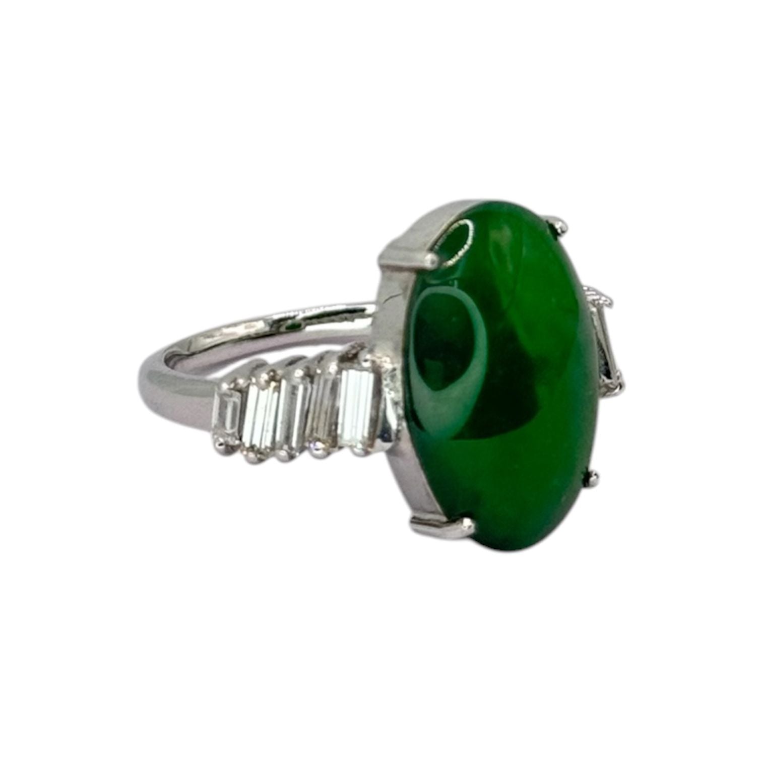 750WG Burma Jadeite A Jade=7.50cts. Diamond Ring w/Cert