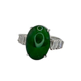 750WG Burma Jadeite A Jade=7.50cts. Diamond Ring w/Cert