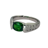 PT900 Tsavorite Garnet=1.62cts, Diamonds16=0.17cts Ring w/Cert