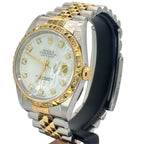 Rolex 16233 Datejust Halfgold Mother Of Pearl Dial, Diamonds Index and Bezel Watch, 36mm
