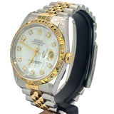 Rolex 16233 Datejust Halfgold Mother Of Pearl Dial, Diamonds Index and Bezel Watch, 36mm