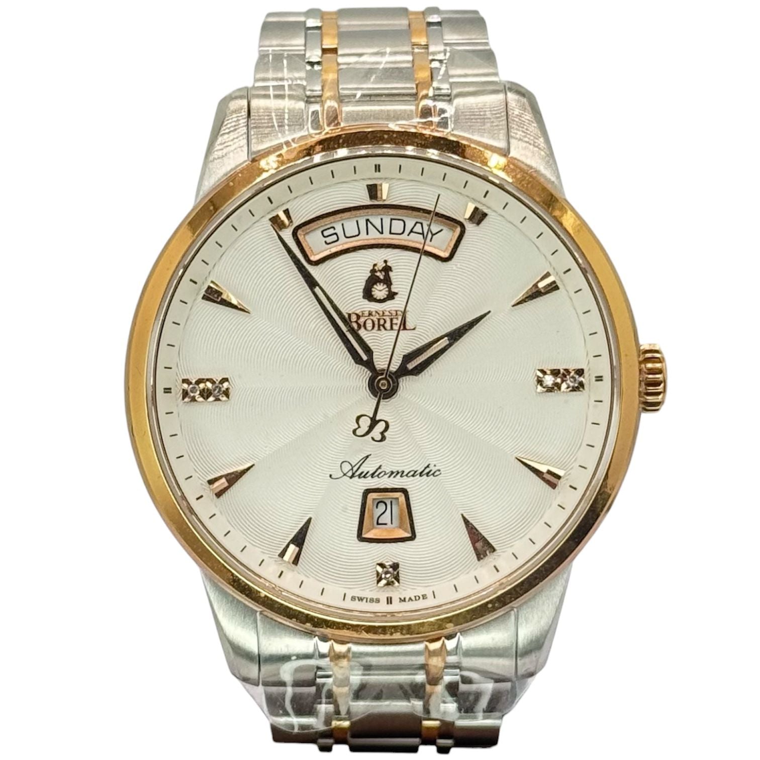 Ernest Borel Jules Borel GBR9160-212 Silver Dial Men Automatic Bracelet Watch, 40mm