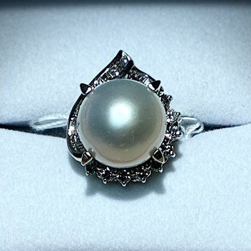 Platinum 900 South Sea Pearl 13.8MM With Multiple Diamonds 15.2G Secondary image