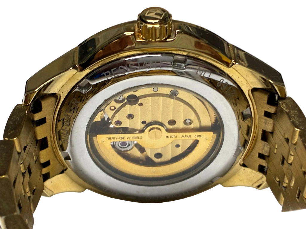 Jinshidun JSDUN Mens Automatic Mechanical Golden Bull Tourbillon OpenHeart Watch