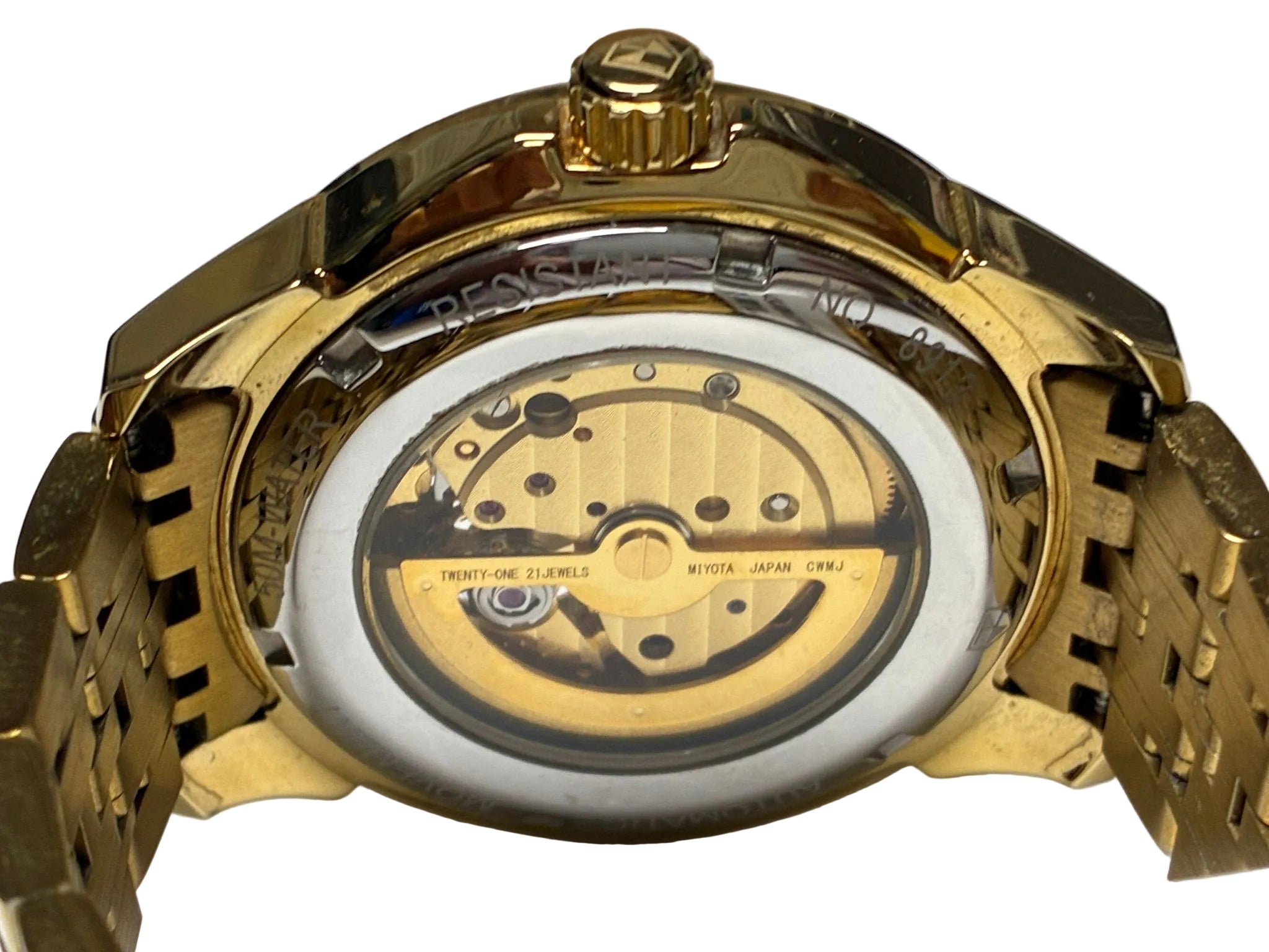 Jinshidun JSDUN Mens Automatic Mechanical Golden Bull Tourbillon OpenHeart Watch