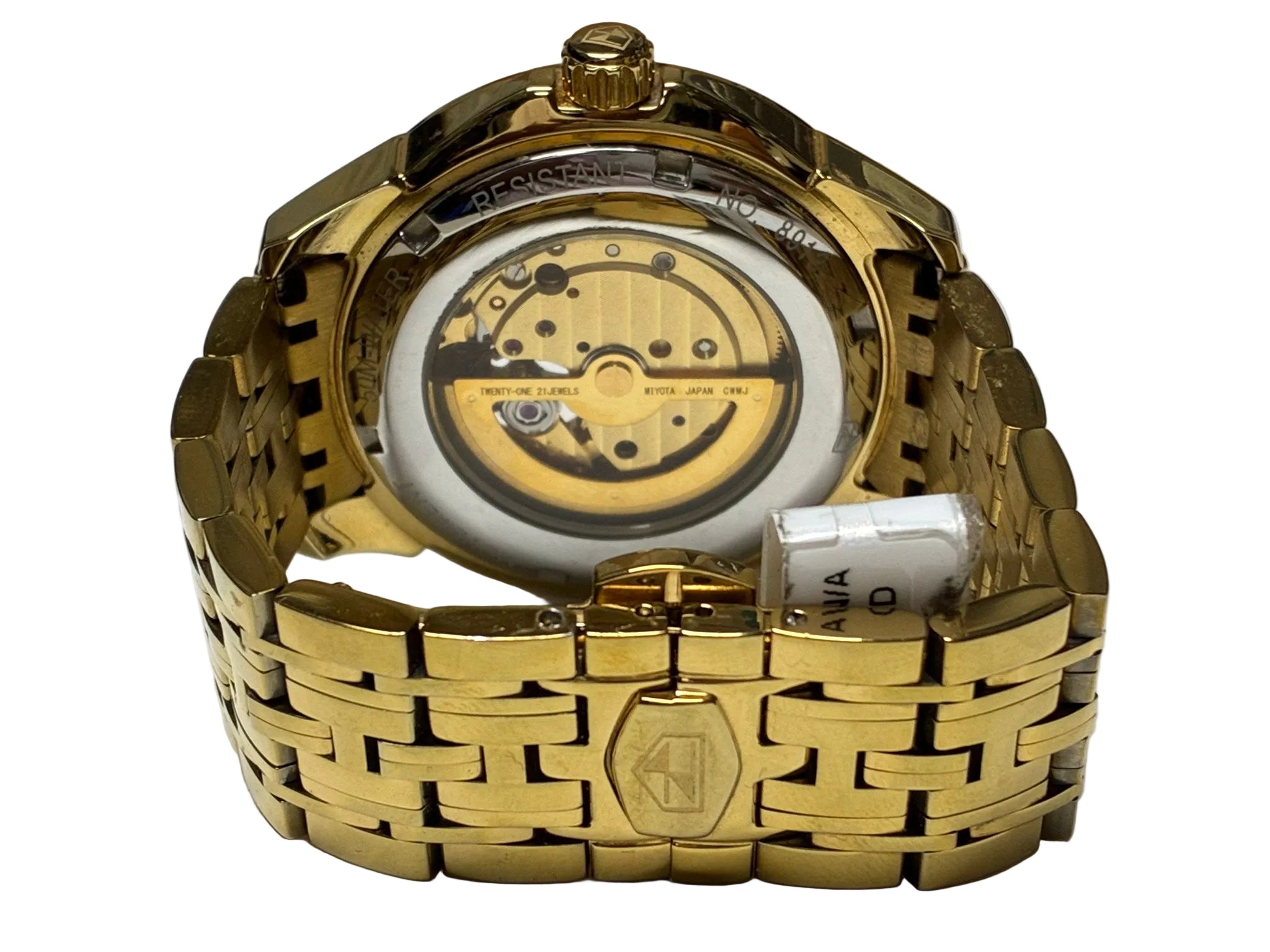 Jinshidun JSDUN Mens Automatic Mechanical Golden Bull Tourbillon OpenHeart Watch