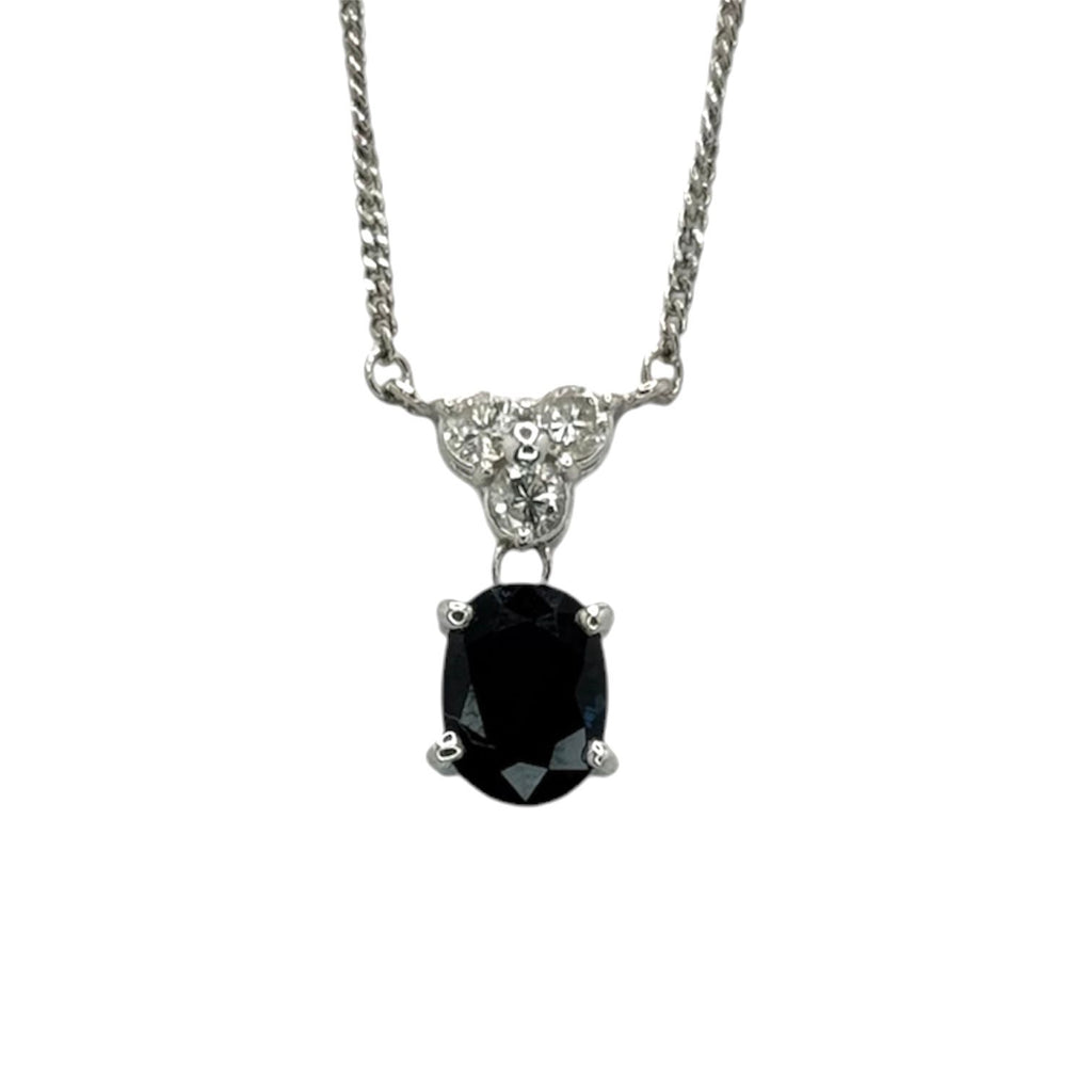 PT850 Blue Sapphire1=1.65cts, Diamond 0.24cts Necklace w/Cert