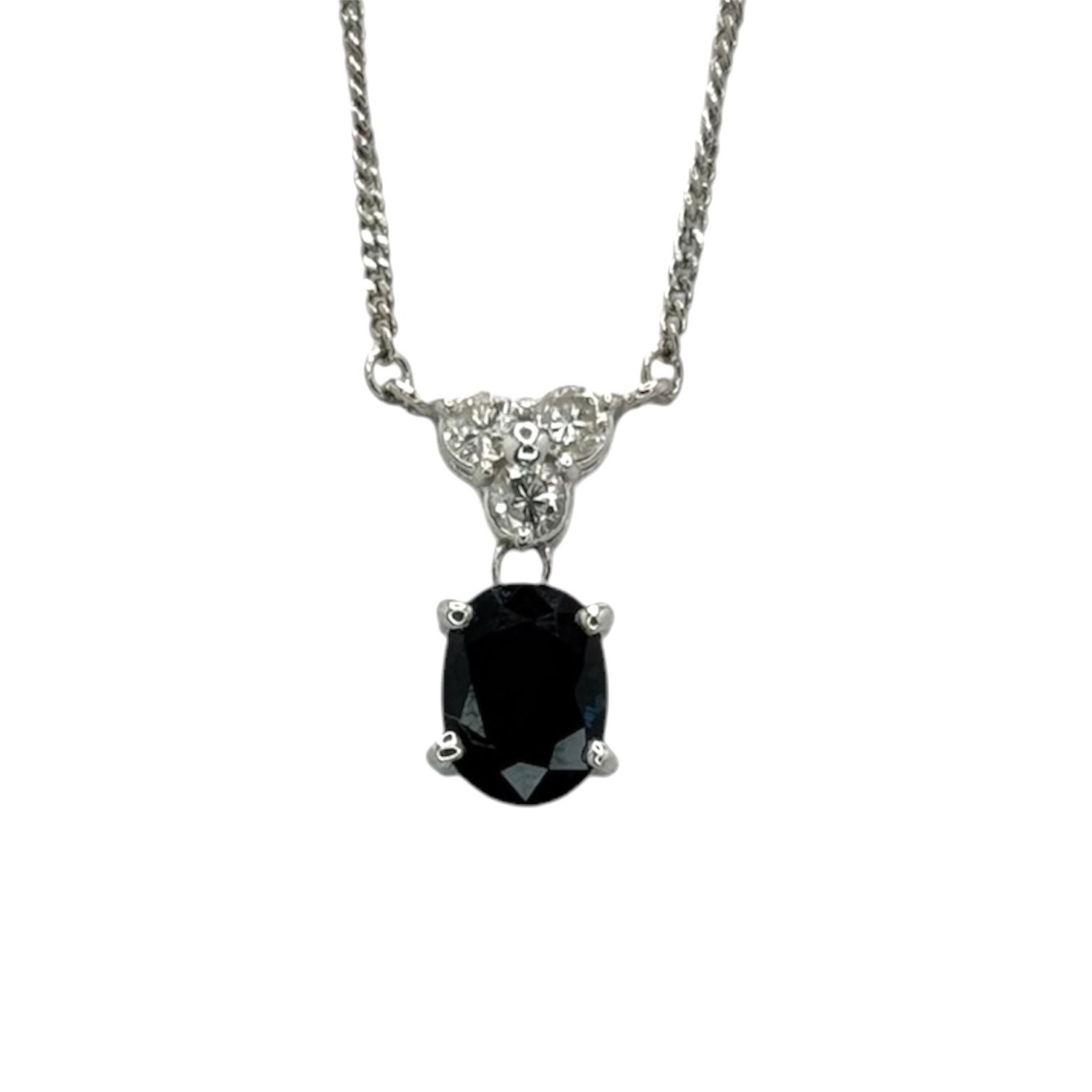PT850 Blue Sapphire1=1.65cts, Diamond 0.24cts Necklace w/Cert