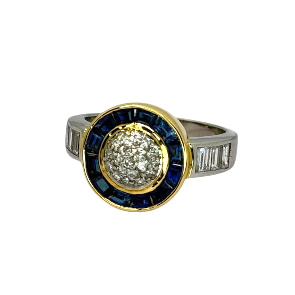PT900 Blue Sapphire 12=0.70cts, Diamond 0.44cts Ring