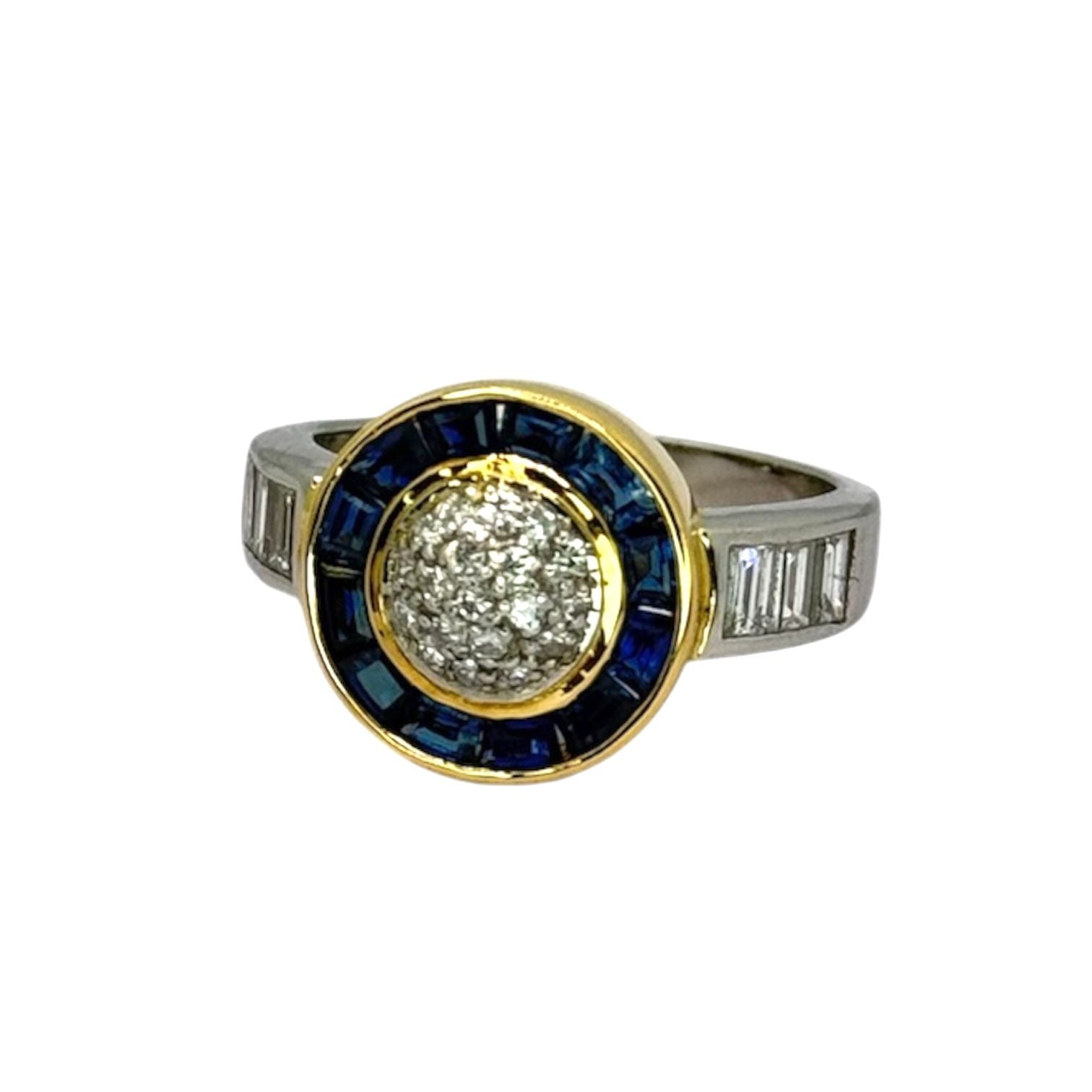 PT900 Blue Sapphire 12=0.70cts, Diamond 0.44cts Ring