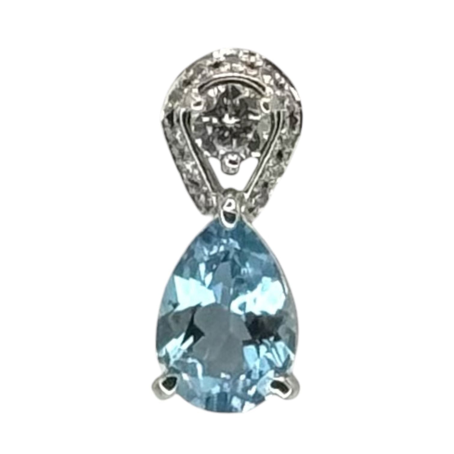 PT900 Aquamarine=1.06cts, Diamonds Pendant Main image
