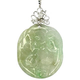 750WG Diamond Buddha Curving Burma "A" Jade Pendant w/Cert