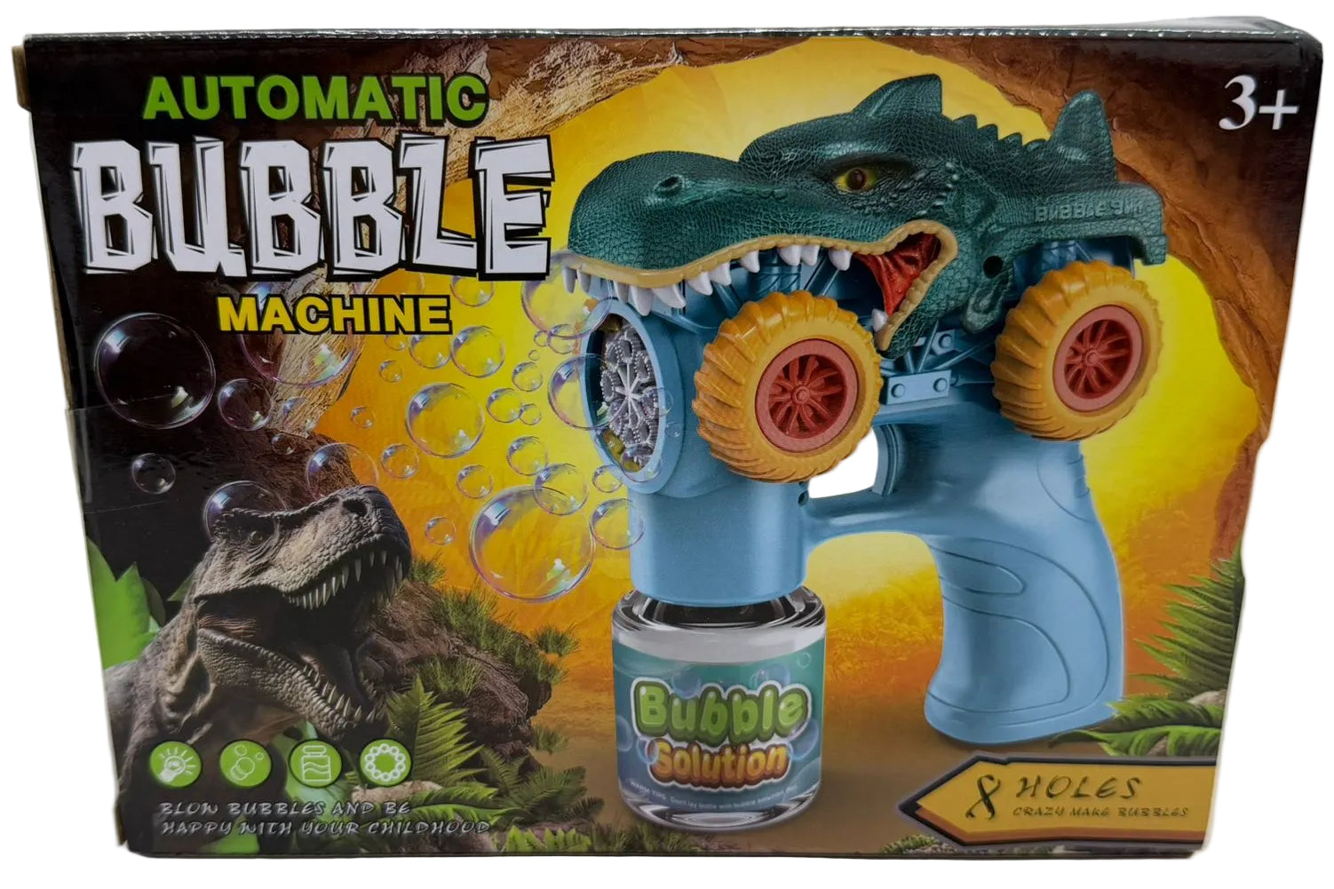 Kids Dinosaur Bubble Gun with Continuous Bubbles