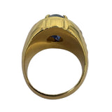 Natural G. Blue Star Sapphire Mens Ring 20K Yellow Gold
