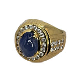 Natural G. Blue Star Sapphire Mens Ring 20K Yellow Gold