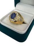 Natural G. Blue Star Sapphire Mens Ring 20K Yellow Gold