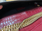 Nine West Croc Embossed PVC Flap Crossbody Bag Burgundy