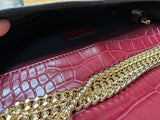 Nine West Croc Embossed PVC Flap Crossbody Bag Burgundy